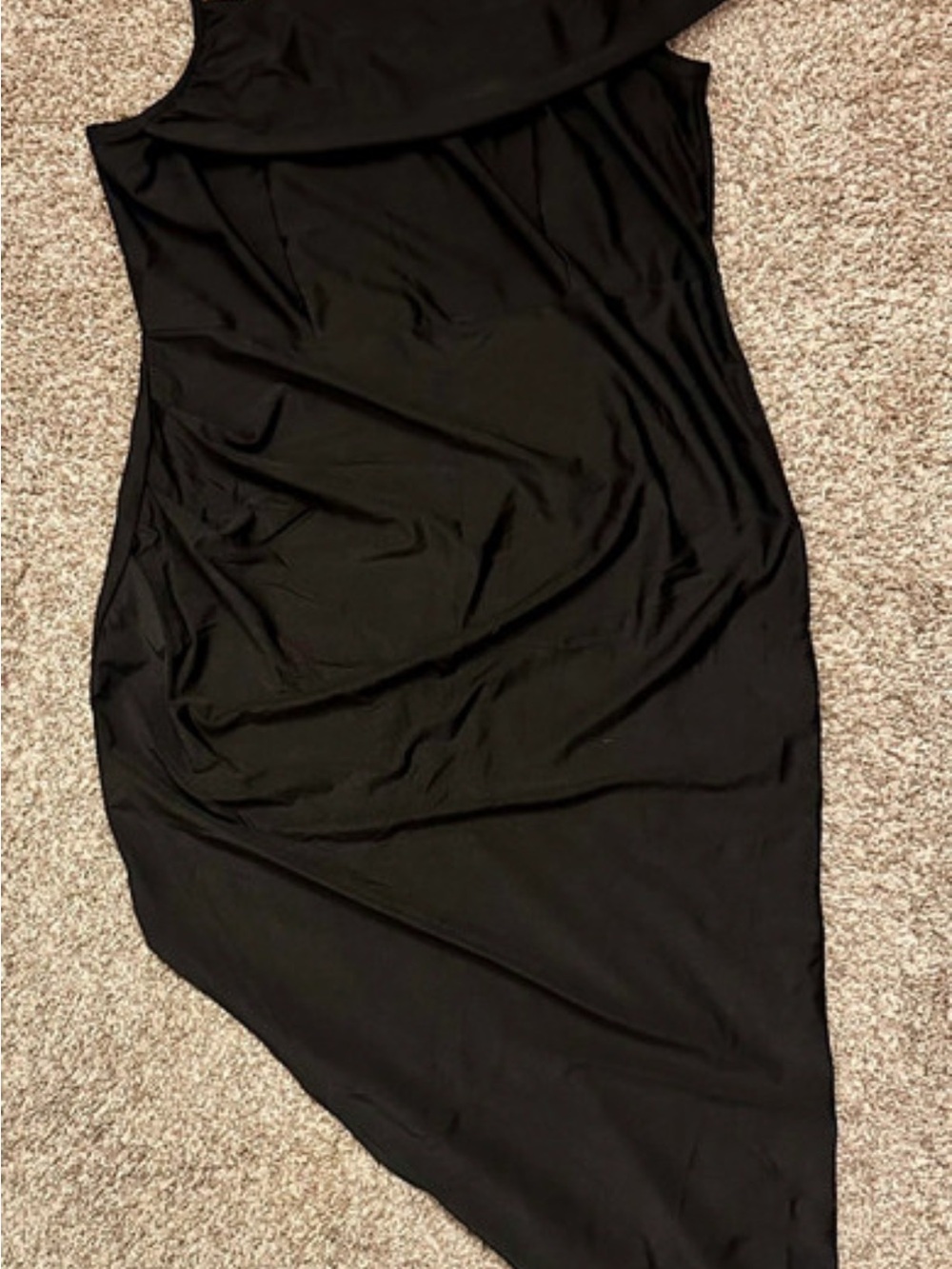 Fashion Nova Black Asymmetrical Midi Dress
